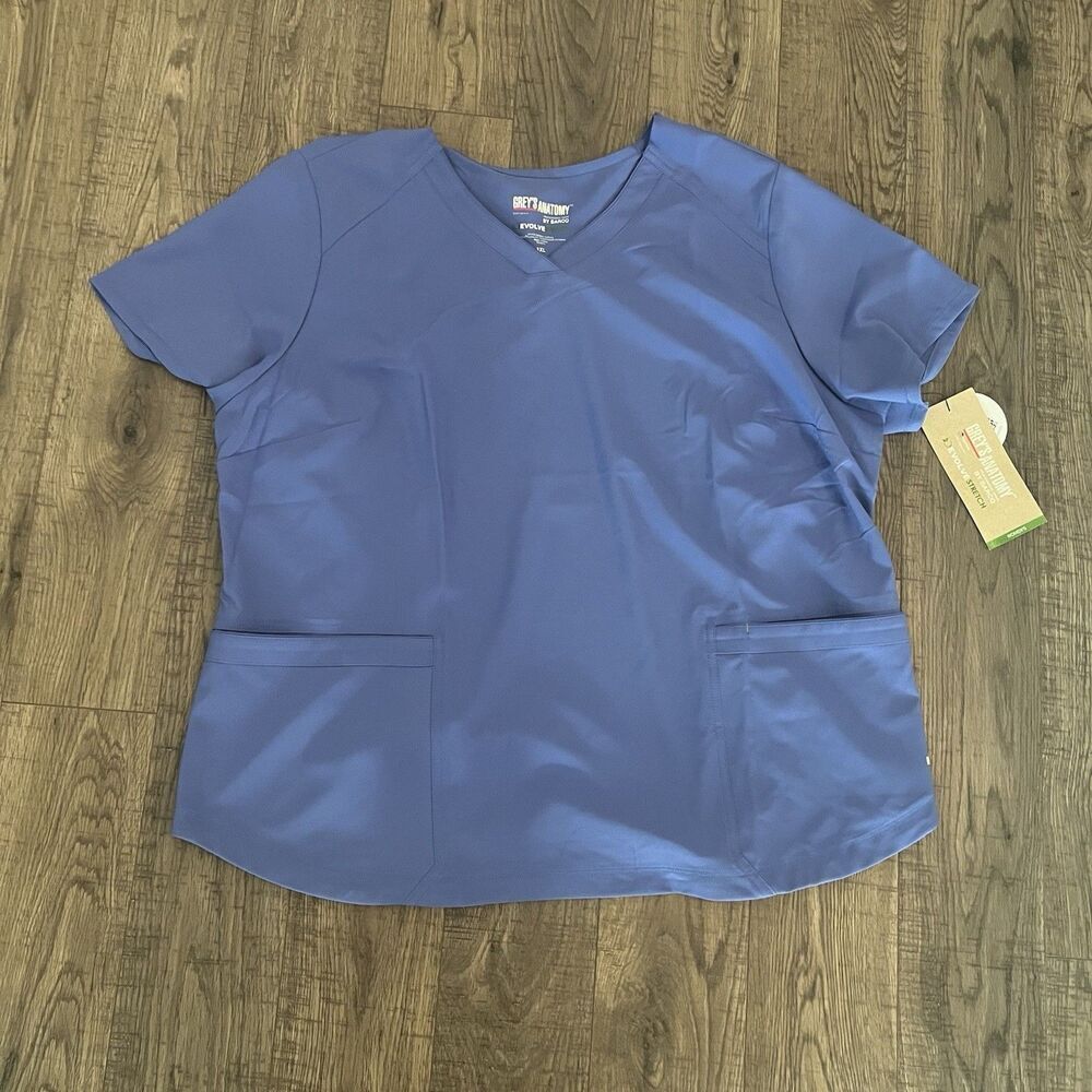 Grays Anatomy Womens Scrub Top 3X Evolve Stretch 2 Pocket V Neck